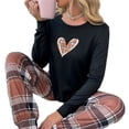 thumbnail image 4 of Summer Sales Womens Pajama Sets Soft Heart Print Long Sleeve Matching Loungewear Christmas Pajama Sets for Women 2 Piece, 4 of 7