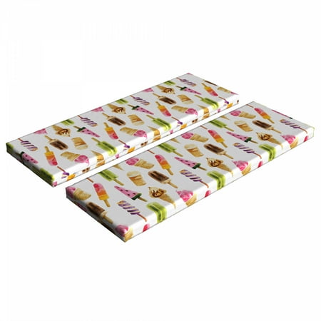 

Ice Cream Bench Cushion Set of 2 Watercolor Pattern with Different Products Choc Ice Freshness Enjoyment Standard Size Foam Pad and Decorative Cover Multicolor by Ambesonne