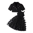 thumbnail image 2 of Yunliwuli Toddler Girls Two Piece Outfits Sleeveless Butterfly Tulle Dress and Short Sleeves Button Jacket for Summer Clothes, 2 of 10