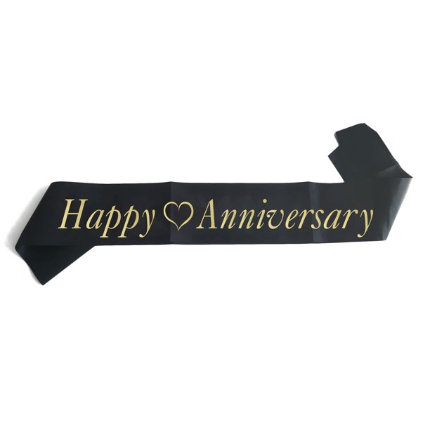 Joyiou Faja De Feliz Aniversario Perfecta Para Bodas, Aniversarios, Celebraciones, Suministros Para Fiestas, Decoraciones De Regalo, Faja Negra Suave Con Un Patrón De Corazón Vivo Y Amoroso, Favores D