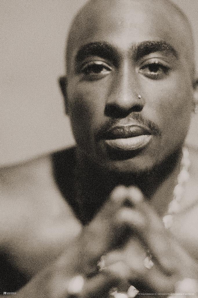 Tupac Posters 2pac Poster Face Closeup Sepia Photo 90s Hip Hop Rapper