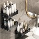 thumbnail image 5 of Estante de almacenamiento para baño montado en la pared Soporte decorativo para baño Organizador de ducha multiusos con pegamento que no deja Juegos de accesorios de baño Negro 20 centímetros Bewildely HA027036-02, 5 of 6