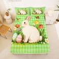thumbnail image 5 of Erosebridal Kawaii Rabbit Bunny Bed Sheets,Happy Easter Eggs Green Geometric Grid King Sheets For Girls Kids 4 Pieces, 5 of 6