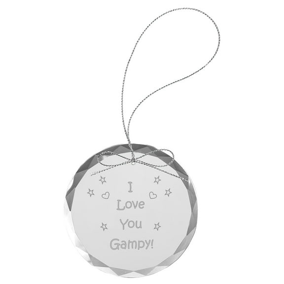 I Love You Gampy - Laser Engraved 3-1/4-inch Etch Handmade Xmas Round Clear Etched Crystal Glass Circle Inspirational Christmas Ornament with String