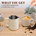 thumbnail image 3 of chalian-Milk Frothing Pitcher, 12oz Milk Frother Cup with Clear Scale, 304 Stainless Steel Cappuccino Espresso Machine Accessories for Barista Coffee Bar with Latte Art Pen, White, 3 of 13