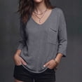 thumbnail image 2 of Loopsun Womens Long Sleeve Fall Tops Fashion Solid V Neck Pocket Thin Knit Casual Sweater Shirts, 2 of 5