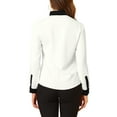 thumbnail image 3 of INSPIRE CHIC Women's Color Block Button Down Long Sleeve Work Shirt M White, 3 of 8