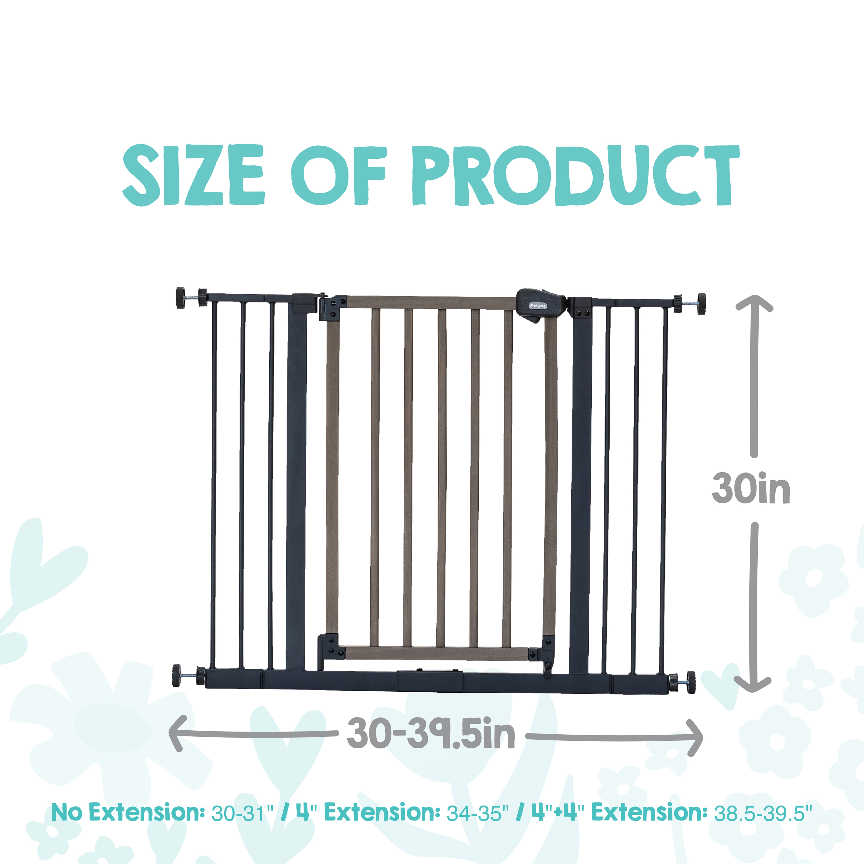 Regalo Multi-Style Wooden Safety Gate, Gray & Brown photo 3