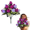 thumbnail image 2 of 12 Heads Artificial Rose Bouquet, 2 Color Faux Roses with Hydrangea, Realistic Silk Flower Arrangement for Wedding Centerpiece, Vase, Bridal Decor, and Home Table Decoration,1pc, 2 of 9