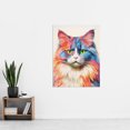 thumbnail image 2 of Ragdoll Cat Screen Print Risograph Artwork Spot Block Colour Duotone Retro Riso Interior Design Extra Large XL Wall Art Poster Print, 2 of 5
