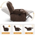 thumbnail image 5 of Bonzy Home Set of 2 Massage Recliner Chairs, Manual Fabric Recliners with Heat & Vibration, Reclining Sofa Chair for Living Room, Brown, 5 of 5