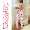 thumbnail image 5 of MEICHEN Pajamas for Women Set Women's Summer European and American Vest and Pants Suit Fold Printed Casual Suit Women's Essentials Fashion Sleepwear, 5 of 9
