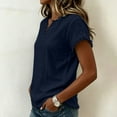 thumbnail image 5 of ByworldtasicNo Boundaries Womens Summer Short Sleeve V Neck T-Shirt Cute Lace Scallop Trim Tee Loose Fit Tops, 5 of 8