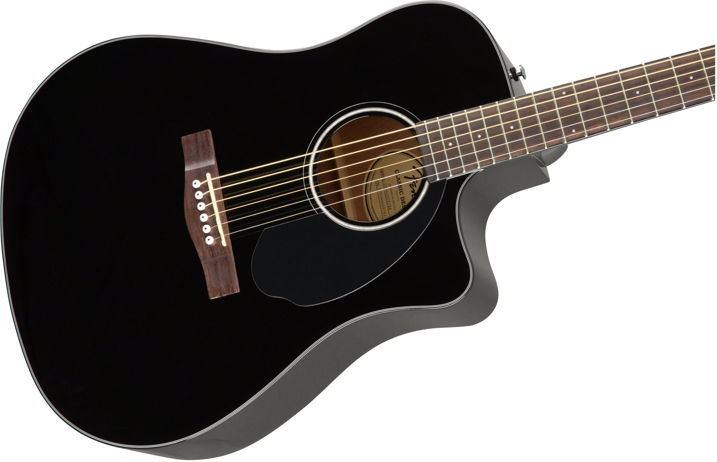 Fender CD-60SCE Solid Top Dreadnought Acoustic-Electric Guitar - Black w/ Gig Bag