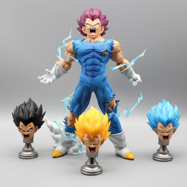 Dragon Ball Z Majin Vegeta Action Figure Toy 4 Heads with LED Light Anime Ultra Ego Figurine 27cm PVC Statue Model Doll Gift zhangyuxiang LED