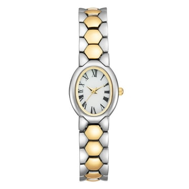 Time and Tru Heirloom Collection: Two-Tone Wristwatch with Oval Dial for Women