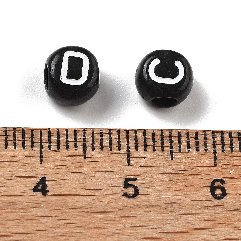Opaque Acrylic Beads Large Hole Beads Square with Letter A~Z Black 6x5mm Hole: 3mm about 3700pcs DIY
