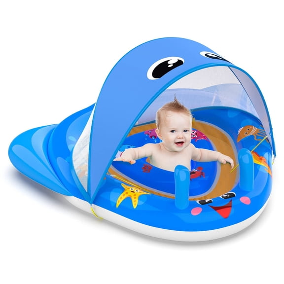 Pool Float Toys Baby Pool Float with Canopy Baby Float Infant Swimming Pool Float Sun Protection