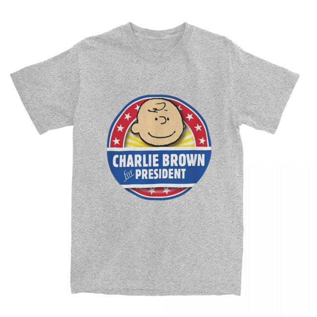 Camiseta de algodón para hombre y mujer con la frase Peanuts Charlie Brown For President Snoopy, camisetas de manga corta con cuello redondo, idea de regalo