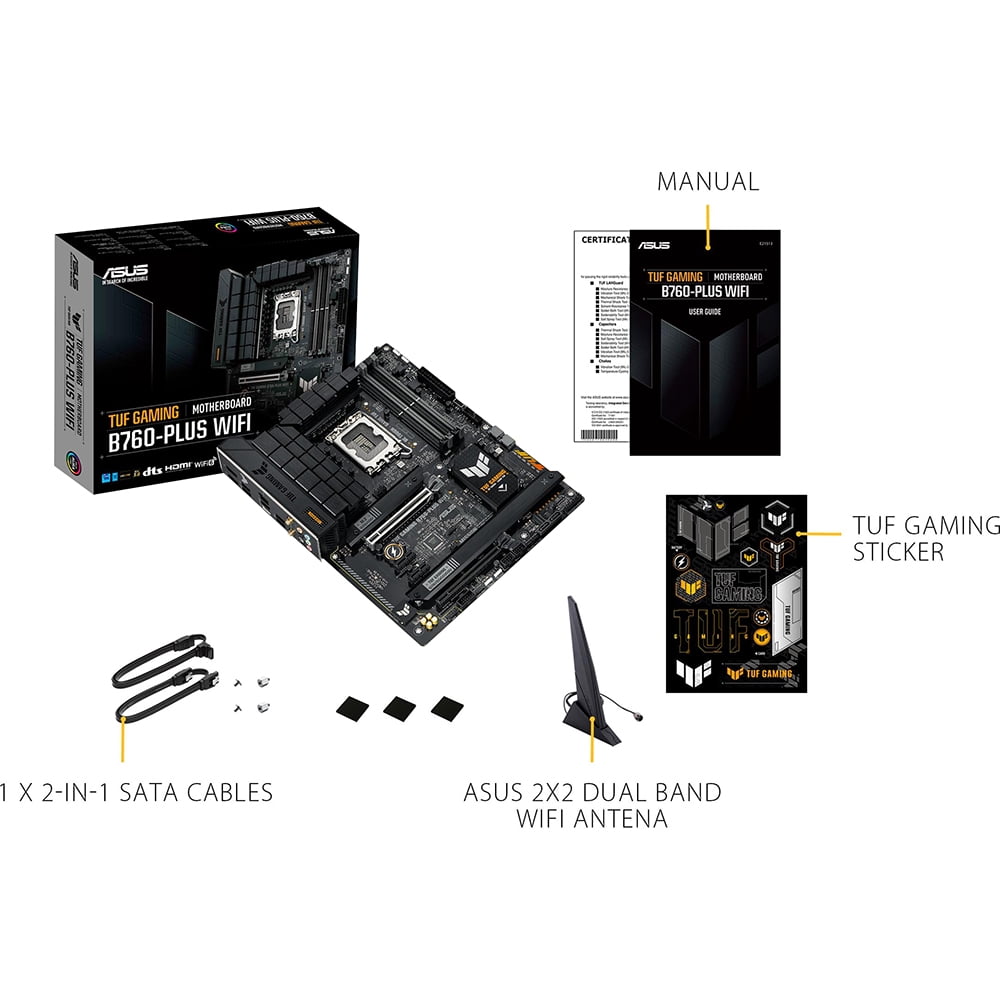 Asus TUF Gaming B760-Plus WiFi D4 Motherboard, ATX, LGA1700, DDR5, WiFi 6