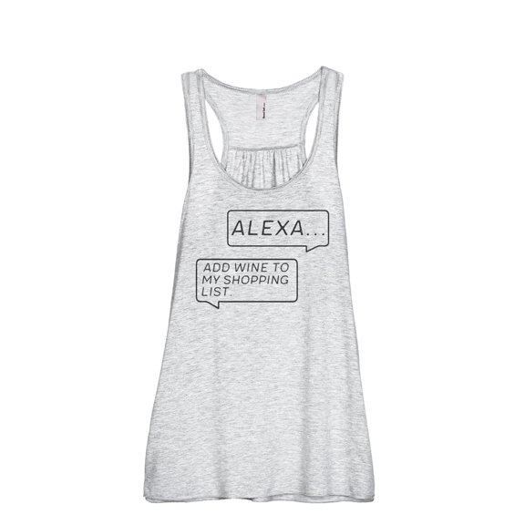 Alexa Add Wine To My Shopping List Women's Fashion Sleeveless Flowy Racerback Workout Yoga Tank Top Sport Grey Small
