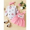 thumbnail image 4 of Cenuakty Baby Girls Autumn 3 Piece Outfits Long Sleeve Ruffle Romper and Fox Print Suspender Skirt Headband Sets, 4 of 8
