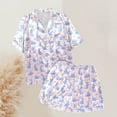 thumbnail image 5 of Women's Pajama Set Cute Heart Rabbit Short Sleeve Button-Down Shirt Pajama Shorts Set Light Pink S, 5 of 5