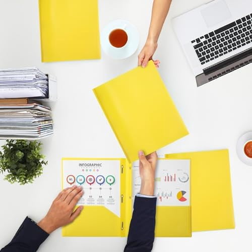 - Plastic Folders with Pockets and Prongs, 24 Pack, Letter Size, Yellow, Flexible Plastic Folders with Prongs