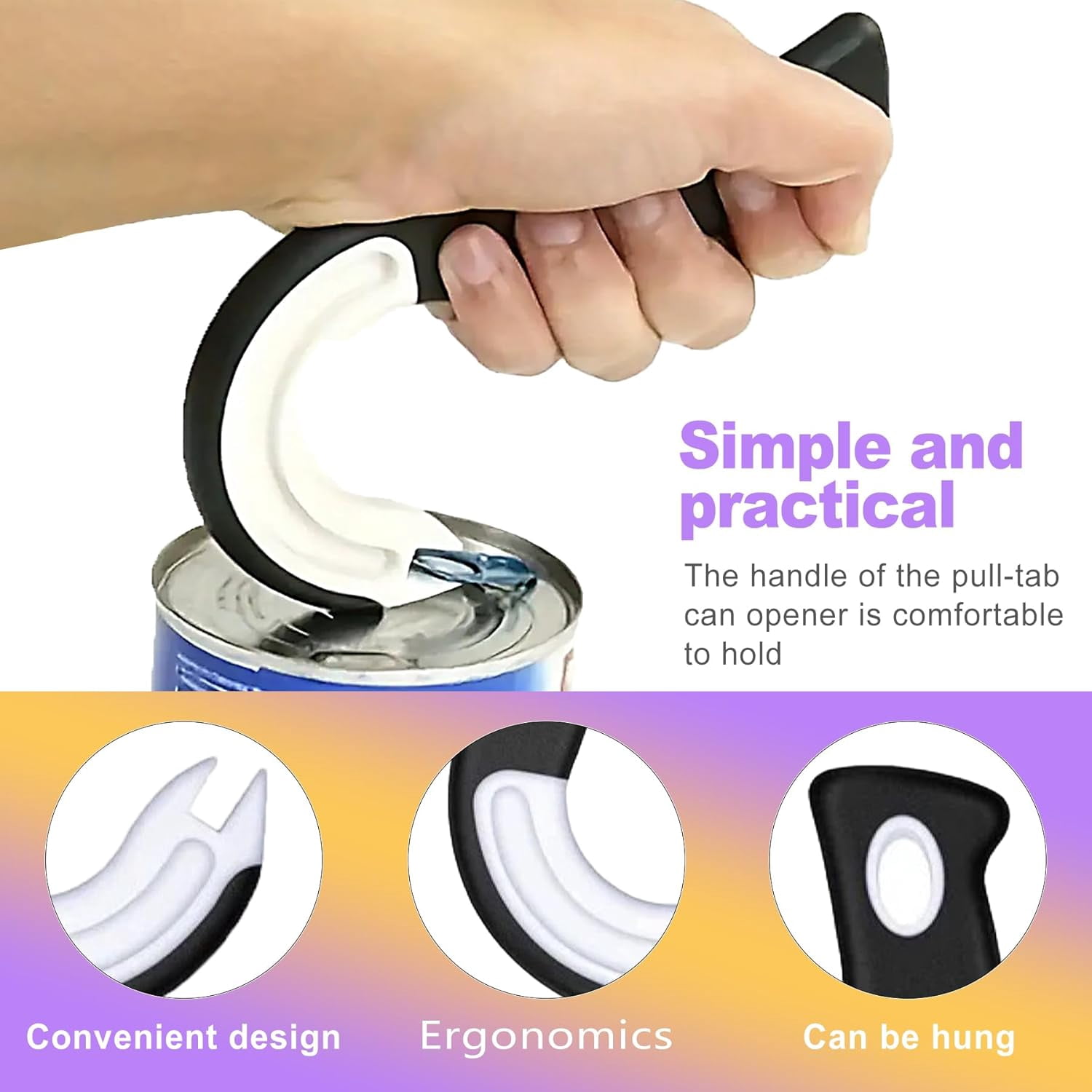 FRKSMD-2 Pack Ring Pull Can Opener for Seniors with Arthritis - Pop Can & Soda Opener Tool for Weak Hands - Easy Tab Openers for Cat Food, Protects Nails & Joints