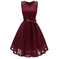 thumbnail image 1 of Vestido de dama de honor con cuello en V y encaje para mujer: vestido de fiesta formal con corte en A, poliéster, tallas estadounidenses 4-18, 1 of 5