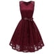 thumbnail image 1 of Vestido de dama de honor con cuello en V y encaje para mujer: vestido de fiesta formal con corte en A, poliéster, tallas estadounidenses 4-18, 1 of 6
