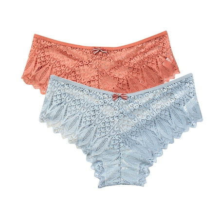 Cotton Cheeky Underwear for Women Underwear for Women Lace Floral Bikini Seamless Panties Plus Size Ladies Cute Briefs Thongs 2-Pack Breathable Underwear for Women Blue XL