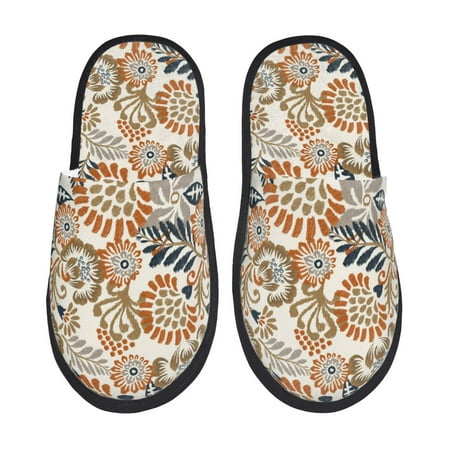 Balery Floral Paisley Slient Indoor Furry Fleece Comfort House Shoes Soft Non-Slip Home Shoes Cotton slippers House Slippers-- Large