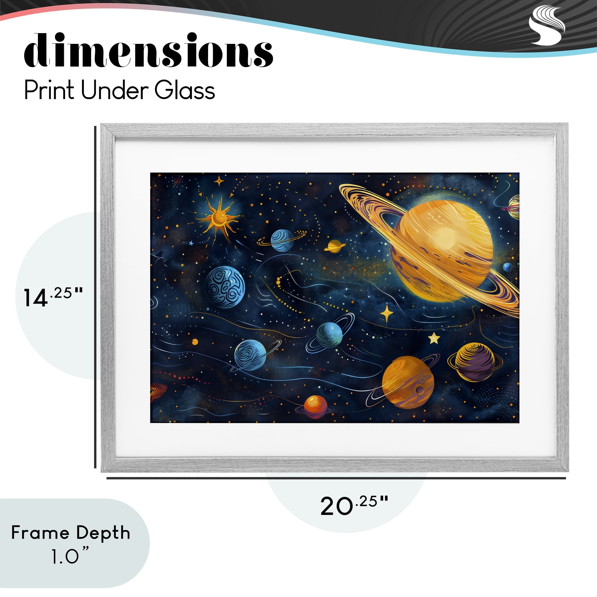 Stupell Industries Two Suns Galaxy Scene Gray Framed Print Under Glass, design by Creative Studio