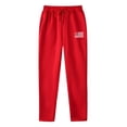 thumbnail image 3 of Fengqque Men Casual Drawstring Elastic Waist Straight Leg Solid Color Loose Fit Sweatpants with Pockets Loose Pants for Men Gym Red S(S), 3 of 3