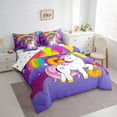 thumbnail image 3 of Erosebridal Dreamy Unicorn Bedding Twin Size, Initial Letter G Bed Set, Rainbow Reversible Bed in a Bag Twin size, Super Cozy Bedroom Decoration, 7 Pieces, 3 of 7