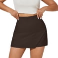 thumbnail image 2 of Only Moment Women's Flowy Shorts Polyurethane Fiber Solid Summer Tummy Control Casual Cute Beach Golf Tennis Athletic Stretch High Waisted Skirts Skorts for Wowomen Dressy Casual Brown,XL, 2 of 7