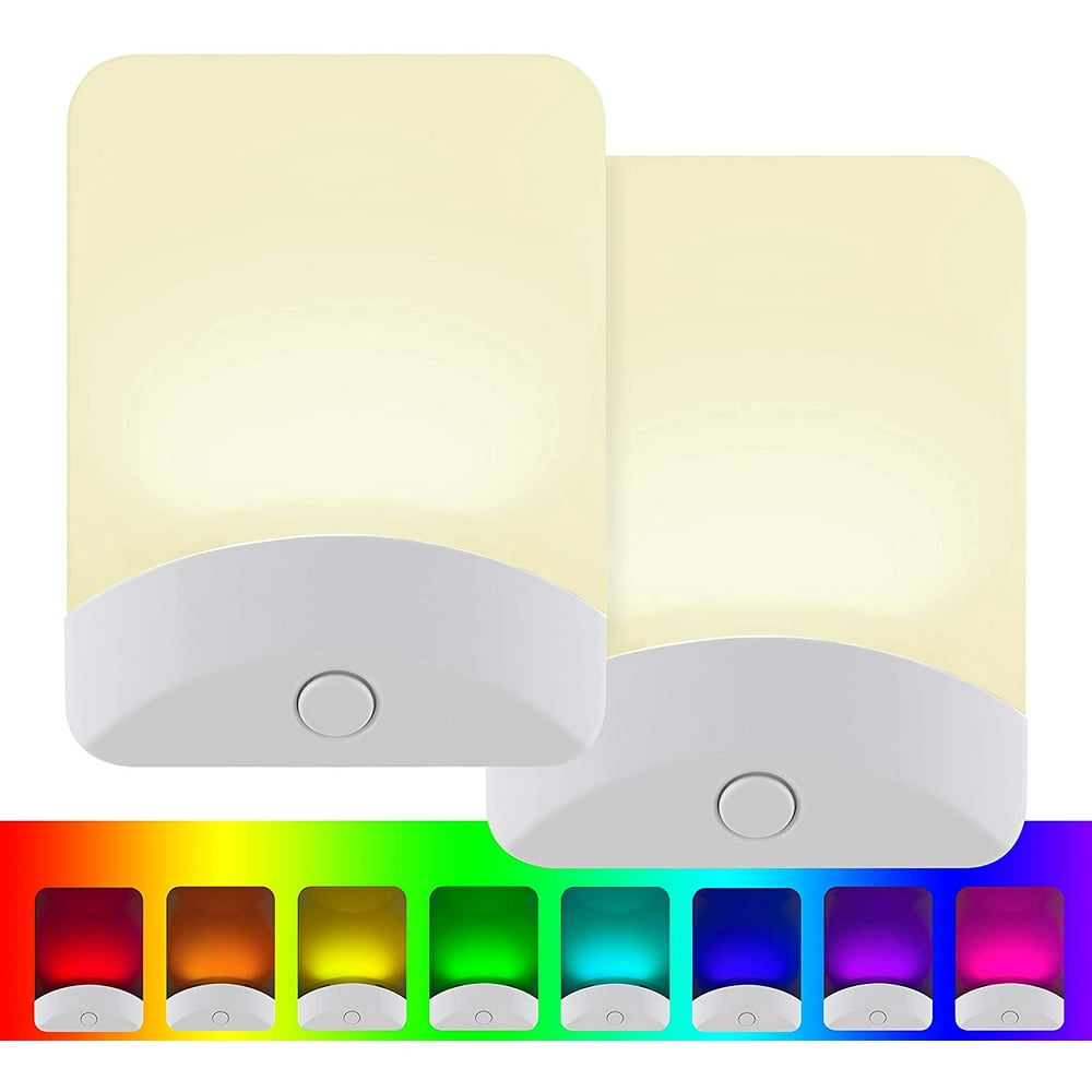 GE ColorChanging LED Night Light, 2 Pack, Plugin, DusktoDawn, White