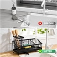 thumbnail image 3 of Behome Sponge Holder for Kitchen Sink, Sink Caddy Organizer with Brush Holder and Removable Drain Tray, Rustproof Kitchen Countertop Organizer for Sponge, Soap Dispenser Storage Accessories, Black, 3 of 6