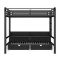 thumbnail image 4 of Bellemave Bunk Bed with storage and LED Lights, Full Over Full Metal Bunk Bed with Pull-Out Folding Bed, Heavy Duty Bunk Bed Frame USB Ports and Shelves-Black, 4 of 8