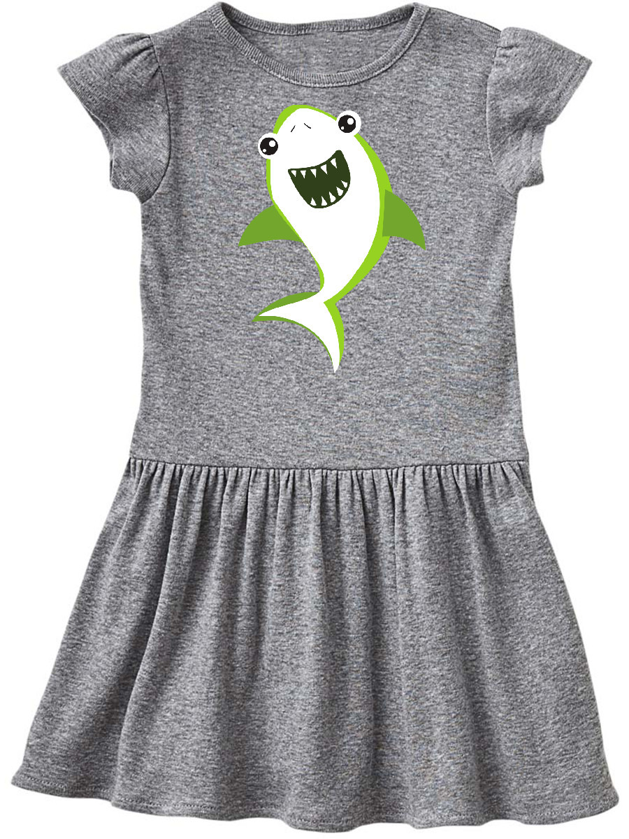 INKtastic Cute Shark, Little Shark, Green Shark Toddler Dress