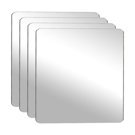 Uxcell 4Pcs Shatter Proof Acrylic Mirror, 1.Uxcell 6" Square Round Corner Mirror(Self Adhesive, Safety, Shatterproof) Suited to Bathroom Science Home Gym Wall Decor