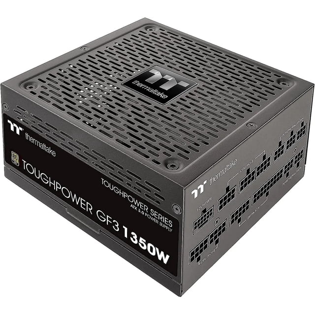 Fuente de alimentación Thermaltake Toughpower GF3 de 1350 W, 600 W reales, 12 VHPWR, conectores en la fuente de alimentación y NVIDIA RTX serie 40, compatible con ATX 3.0/PCI-E 5.0, 80+ Gold, compatib