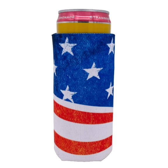 USA Flag Vintage Slim Can Coolie