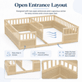 thumbnail image 3 of Miniyam Double Twin Size Floor Bed, Wood Kids Bed with Guardrails, Natural, 3 of 7