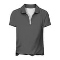 thumbnail image 2 of hotojiny Women's Quarter Zip Sweatshirt Lapel Short Sleeve Solid Pullover Lightweight Loose Fit Workout Summer Tops, 2 of 5