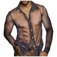 thumbnail image 1 of Chemise d'Été Fine Transparente Respirante Décontractée pour Hommes Performance Boîte de Nuit Style Humide Ligne de Muscle, 1 of 9