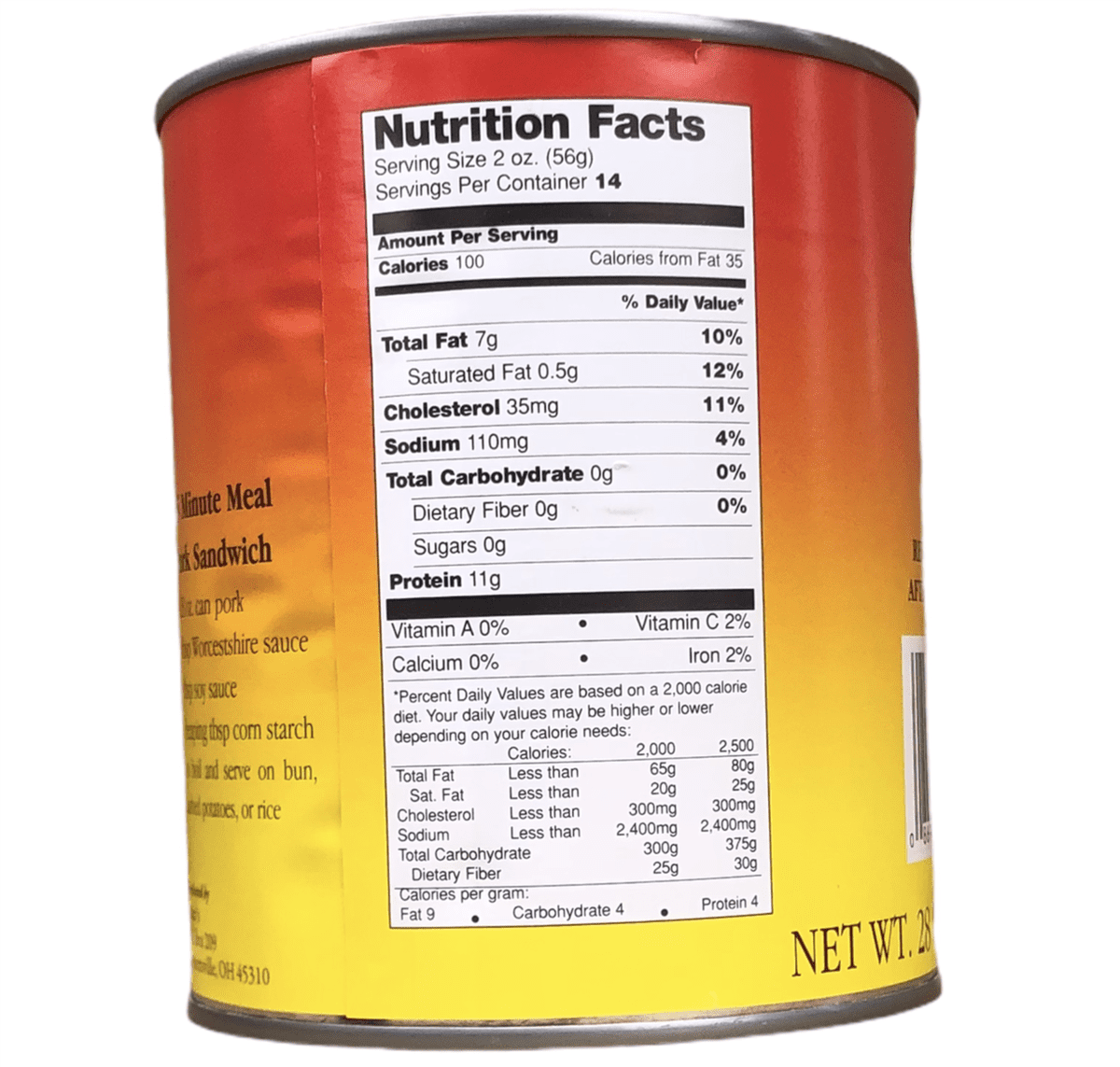 Yoder's Canned 10 Years Long Shelf Life Emergency Food Pork Chunks Meat Case, 28oz / 14 Servings /#2.5 /Can - 12 Cans
