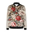 thumbnail image 4 of Ftwytp Women's Jackets Baseball Coat Lightweight Bomber Jacket Long Sleeve Zip Up Flight Jackets Outdoor Windbreaker Coats Autumn Winter Casual Floral Print Outerwear, 4 of 5