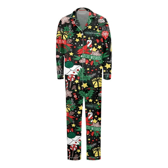 KHONTS Christmas Matching Family Pajamas Sets Festive Printed 2 Piece Loungewear Holiday Comfy Sleepwear for Adult and Kids Men XL